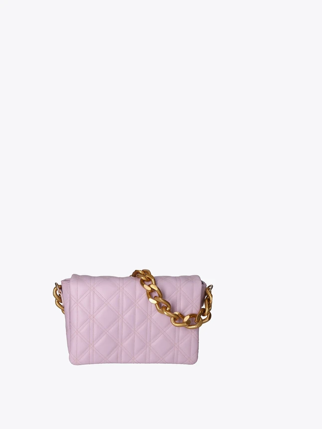 Quilted Leather Crossbody Bag with Chain Strap for Evening Outings