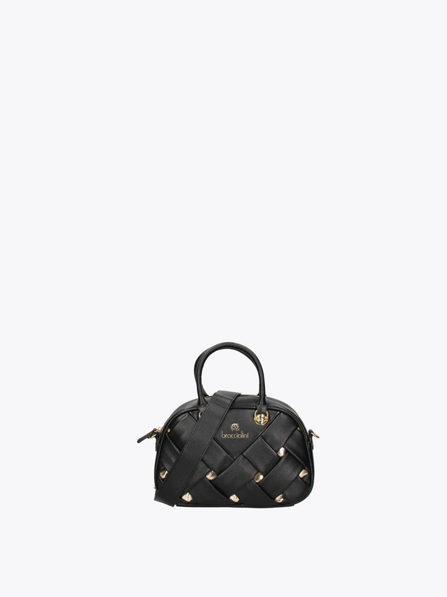Quilted Leather Satchel Crossbody Handbag with Studded Accents for Everyday Use