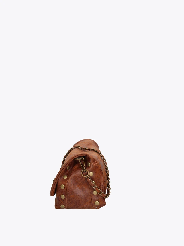 Luxury Leather Studded Crossbody Bag With Chain Strap For Chic Everyday