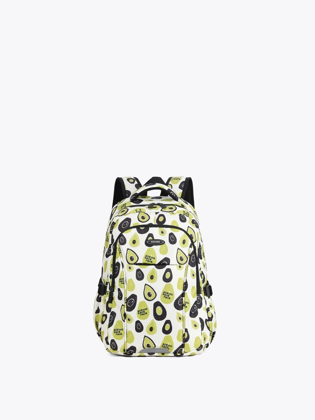 Playful Print Backpack for School with Organizer Pockets