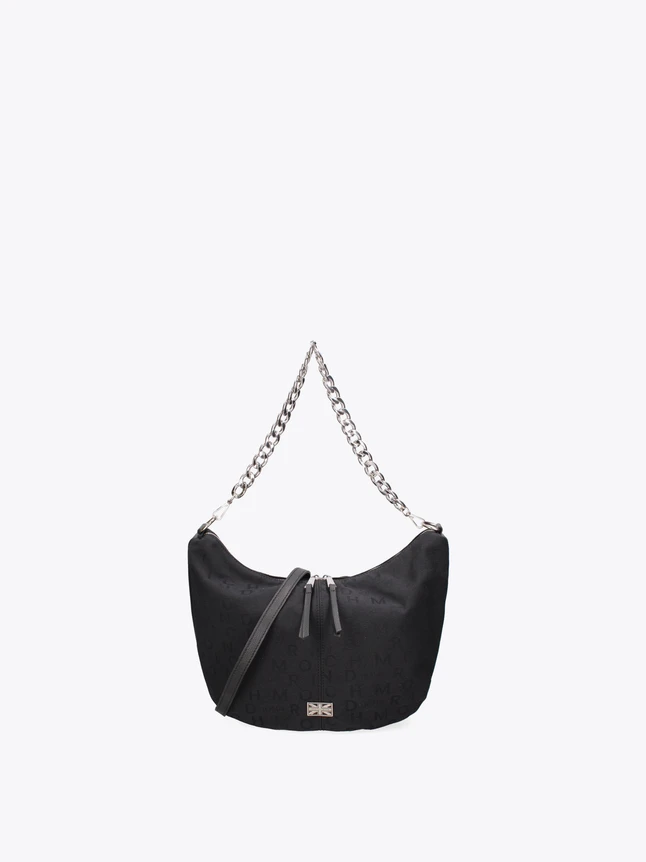 Nylon Drawstring Hobo Shoulder Bag with Chain Strap for Everyday Use