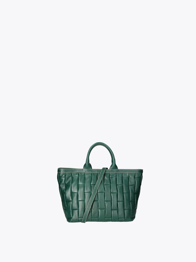 Woven Leather Tote Bag with Top Handles And Shoulder Strap for Everyday Use