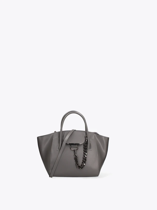 Elegant Leather Tote Bag with Chain Accent And Top Handles for Daily Use
