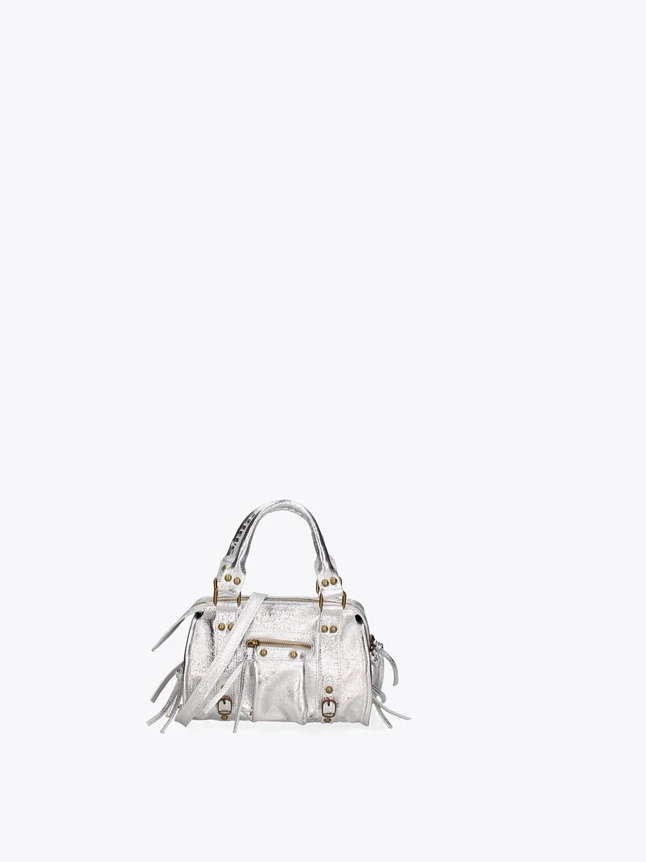Fringe Metallic Leather Satchel for Evening