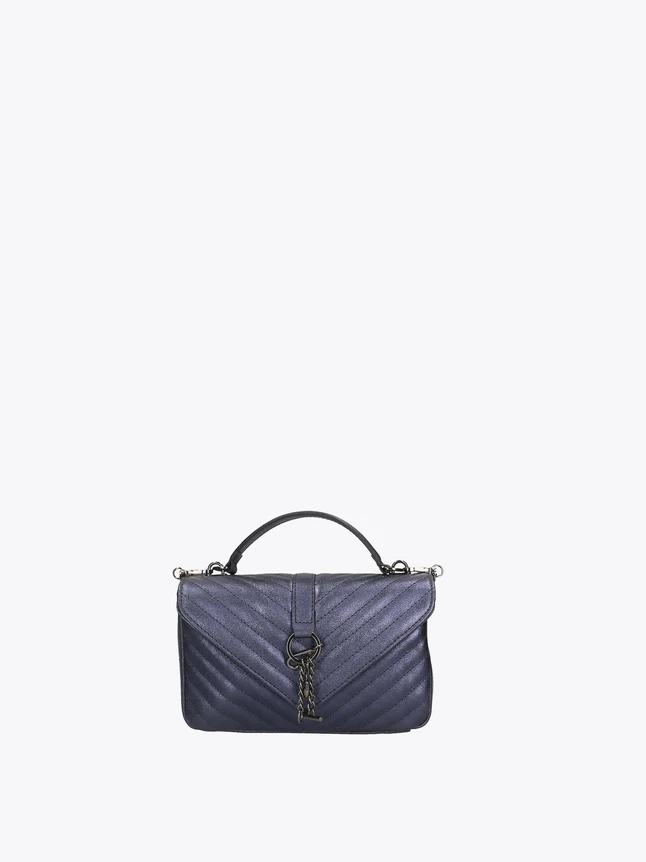 Quilted Leather Top Handle Shoulder Bag for Evening Outings