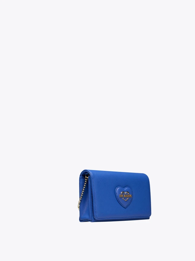 Leather Card Holder Clutch Crossbody Wallet with Heart Emblem
