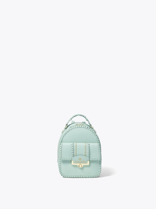 Chic Mini Leather Backpack With Laced Edge Detail For Versatile Everyday Style