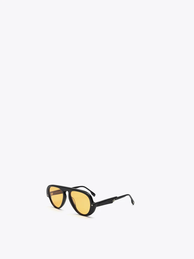 Premium Acetate Aviator Sunglasses with Textured Temples for UV Protection