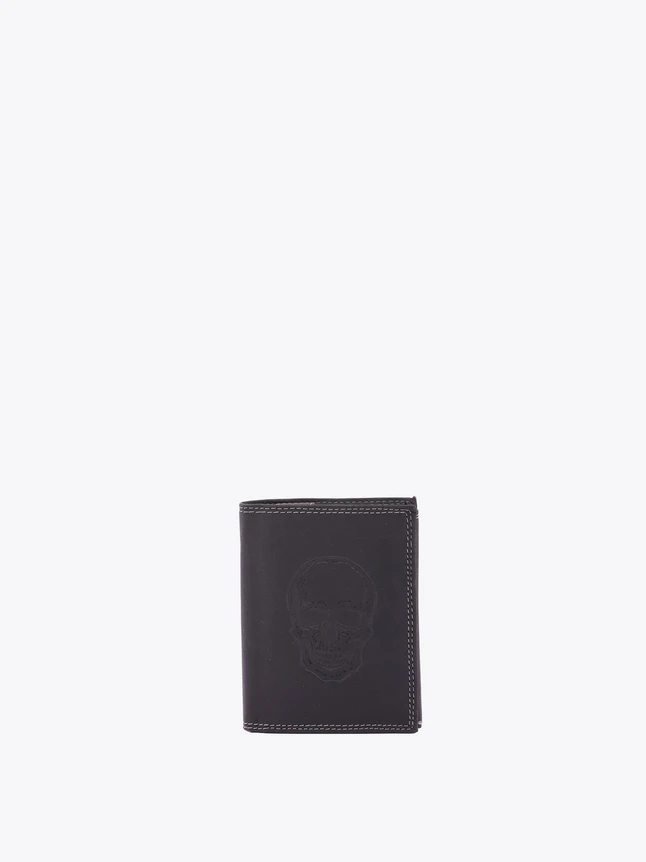 Leather Edgy Skull Embossed Wallet Card Holder Everyday Carry