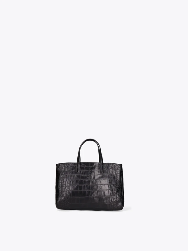 Elegant Crocodile Embossed Leather Tote Handbag For Daily And Business Use