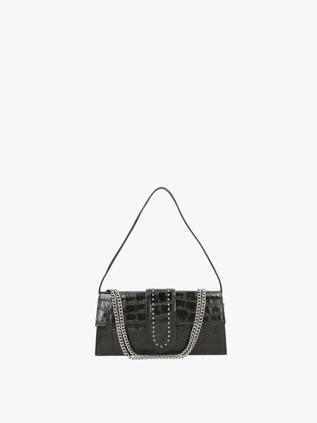 Chic Studded Quilted Leather Shoulder Bag for Evening Outings
