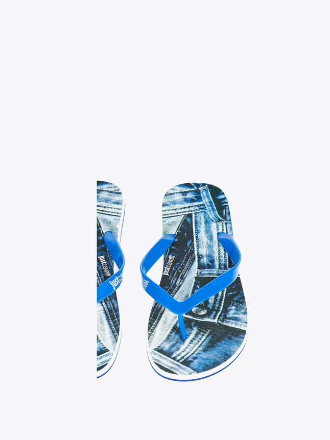 Denim Print Flip Flop Sandals for Everyday Casual Wear