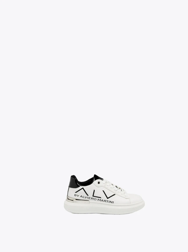 Chic Leather Platform Low Top Sneakers With Contrast Metallic Heel Accent Everyday Style