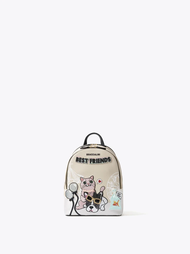 Playful Best Friends Cats PU Leather Backpacks for School