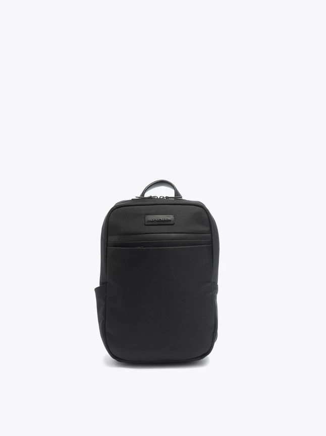 Minimalist Nylon Laptop Backpack With Leather Trim For Business Commute