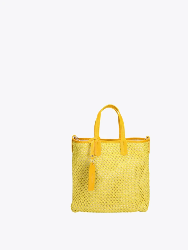 Woven Straw Tote Bag With Dual Top Handles And Crossbody Strap For Everyday Use