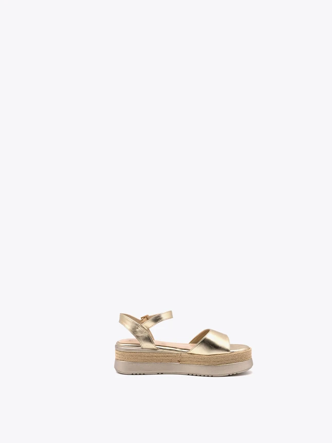 Platform Sandal Leather Straps Ankle Buckle Espadrille Sole for Everyday Comfort