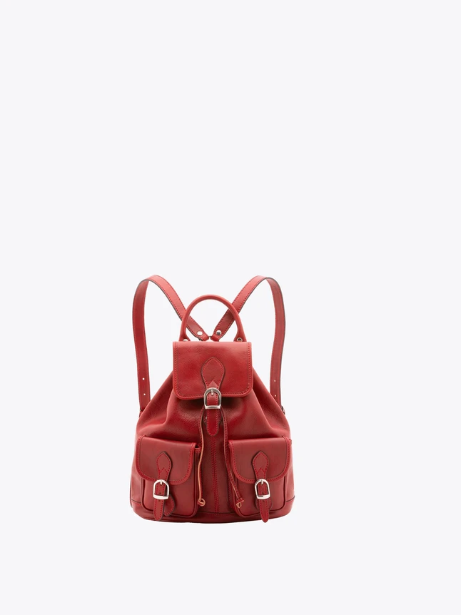 Classic Leather Backpacks for School with Front Buckle Pockets
