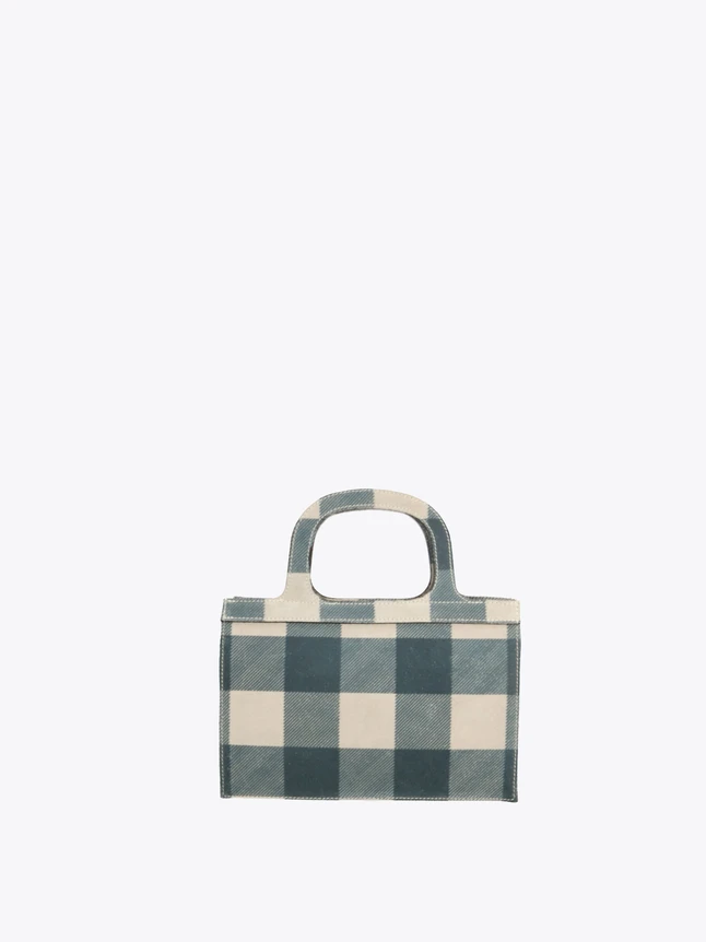 Gingham Canvas Mini Top Handle Bag for Everyday Use