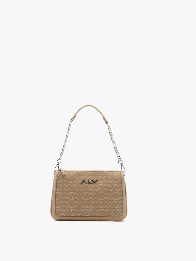 Monogram Canvas Compact Shoulder Bag with Chain Strap Everyday Use