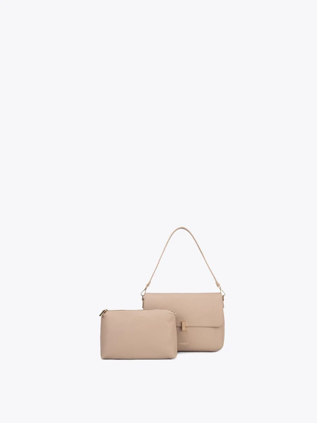 Minimalist Leather Tote Bag with Pouch for Daily Use