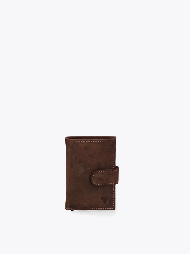 Leather Wallet Minimalist with Strap Closure Card Holder for Everyday Use
