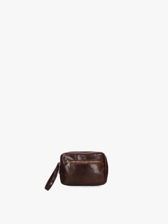 Leather Mini Wristlet Bag with Front Zip Pocket for Everyday Use