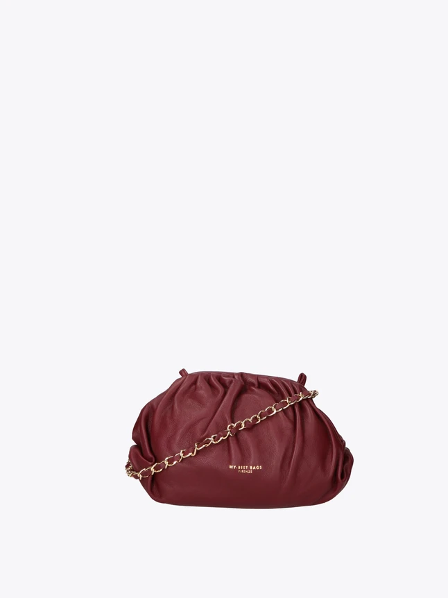 Puffy Leather Clutch with Chain for Evening Essentials